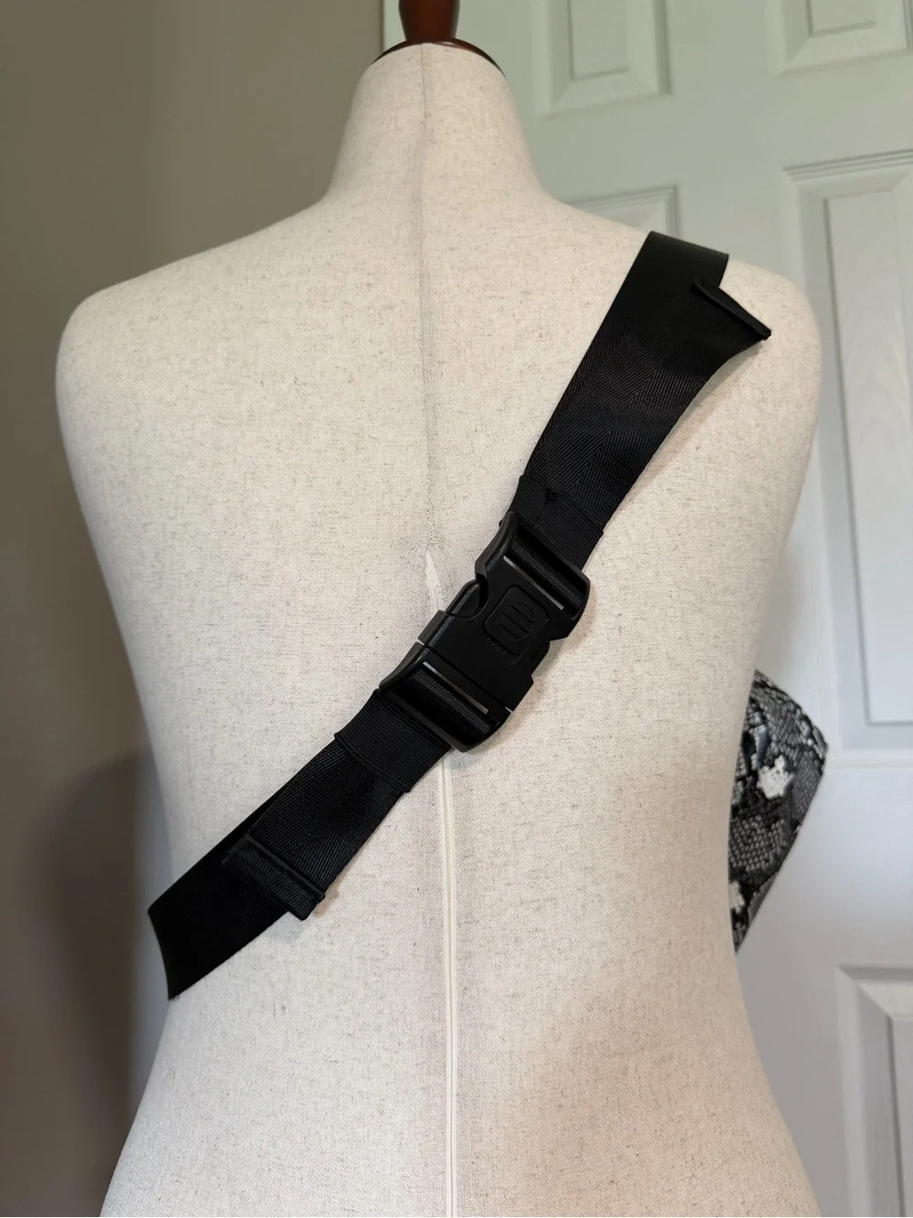 Tushbaby The Pack Snake Print Crossbody Baby Bag in Black & Gray